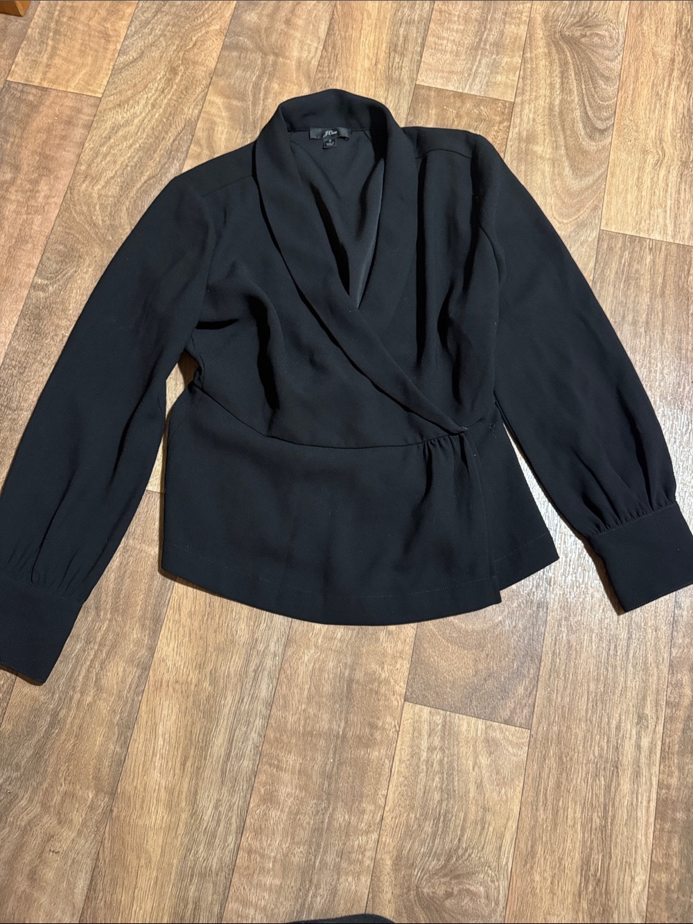 J crew Black Wrap-Style Long Sleeve 2 petite